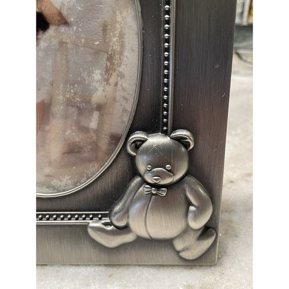 Burnes BABY Picture Photo Frame Vintage 3 Frames 3" 4.5" Bow Teddy Bear Swans - Picture 2 of 4